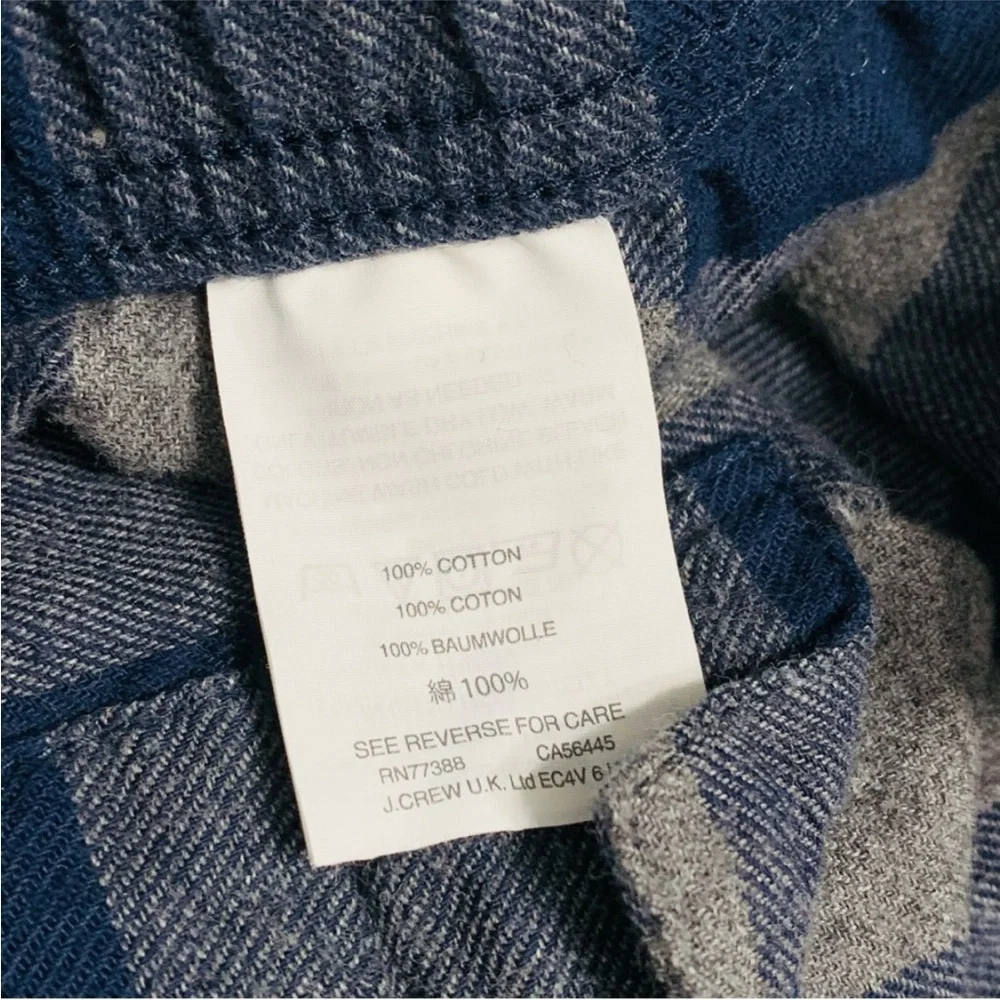 J. Crew Flannel Pajama Pant in Blue and Gray Buffalo Check Size Medium